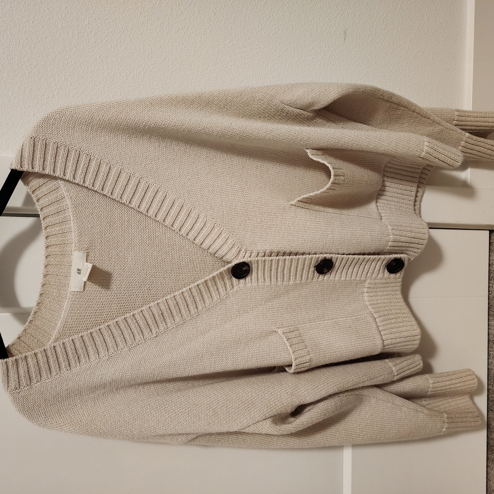 Beige Button-Up Cardigan